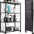 4 Tier Storage Shelf Wheel Rack Foldable Organizer