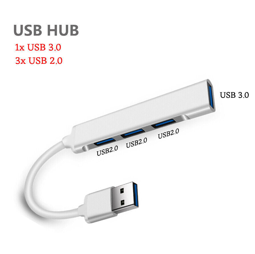 USB 3.0 Hub 4-Port USB Port Expander USB Splitter Ultra Slim High Speed Compact