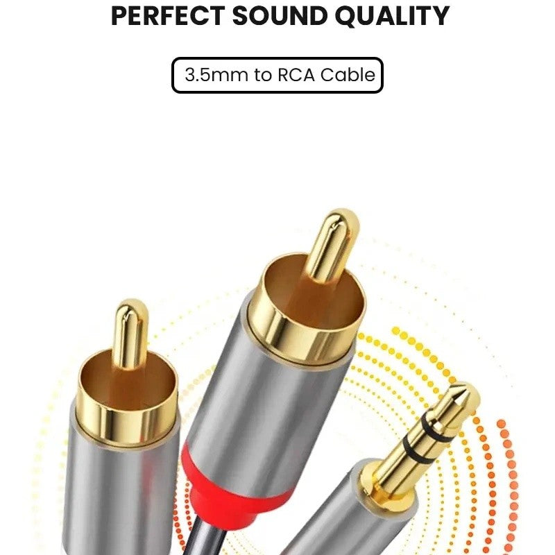 3.5mm Stereo Jack to 2x RCA Plugs Male to Male Aux Audio Cable Adapter 5M