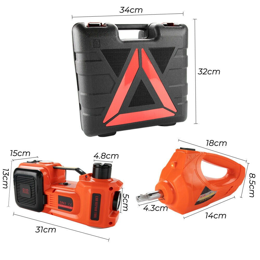 5Ton 12V Car Electric Hydraulic Floor Jack Lift + Impact Wrench Kit