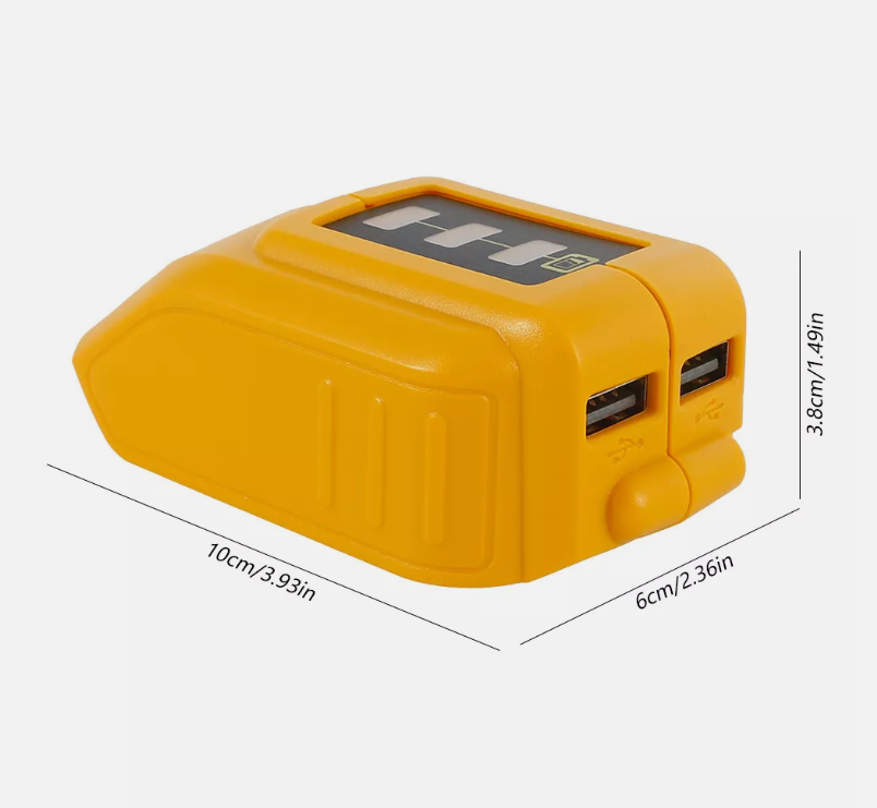 2 Hole USB Phone Charger Adapter Li-ion Battery Power Bank For Dewalt DCB090