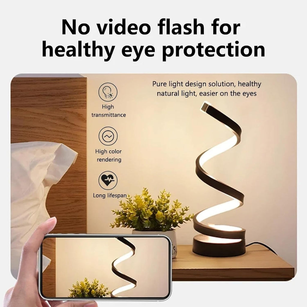 Modern Spiral LED Table Lamp Dimmable Bedside Nightstand Light