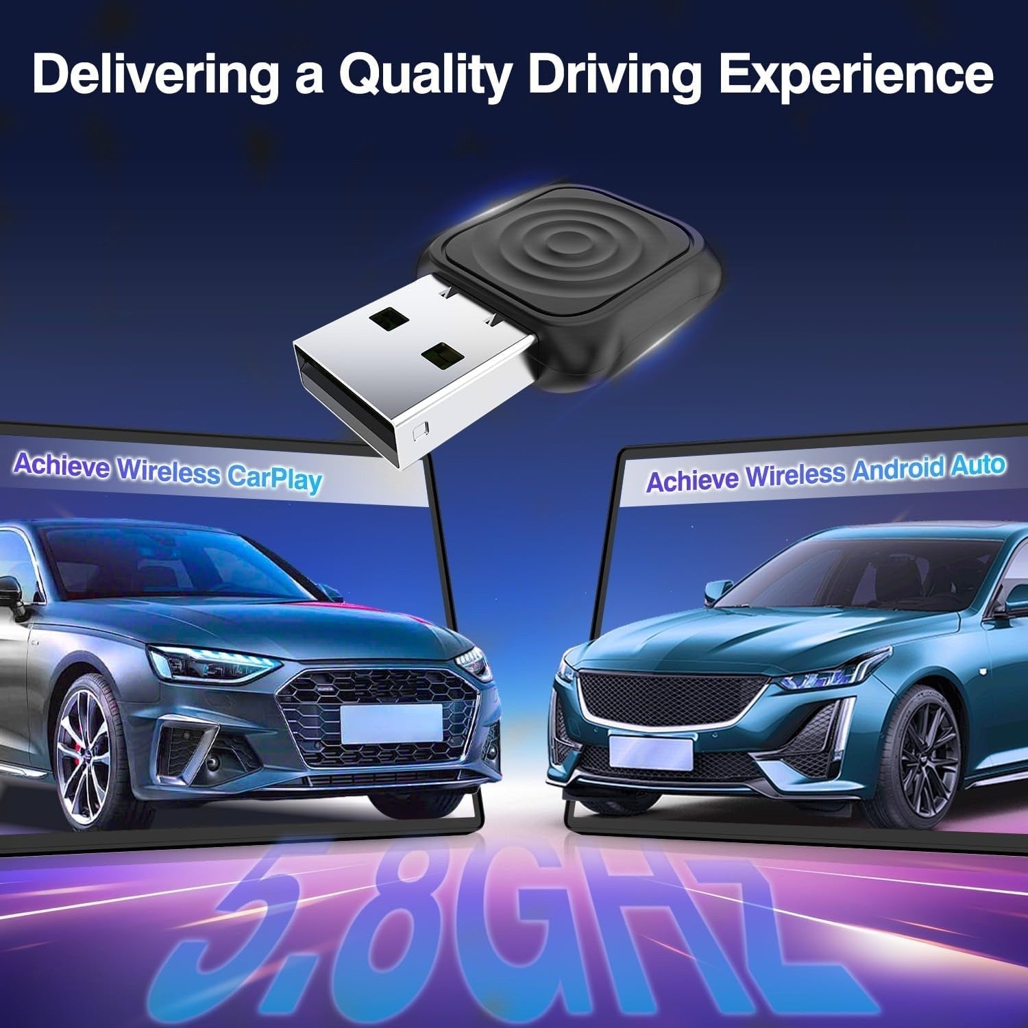 CarlinKit Mini Wireless CarPlay Android Auto Adapter Plug & Play WiFi BT