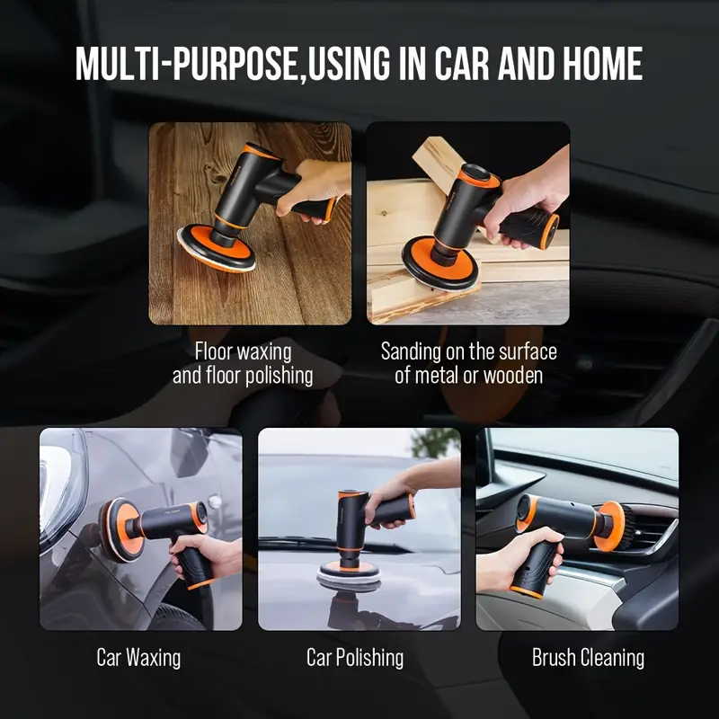 Mini Car Polisher Machine Wireless Waxer Sander Buffer 2 Adjustable Speeds NEW
