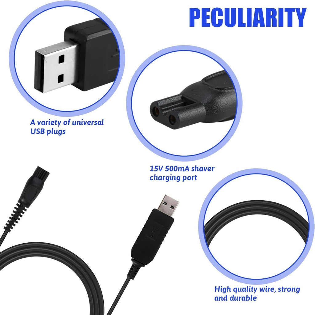 15V USB Charger Power Car Cord Cable for Philips Shaver