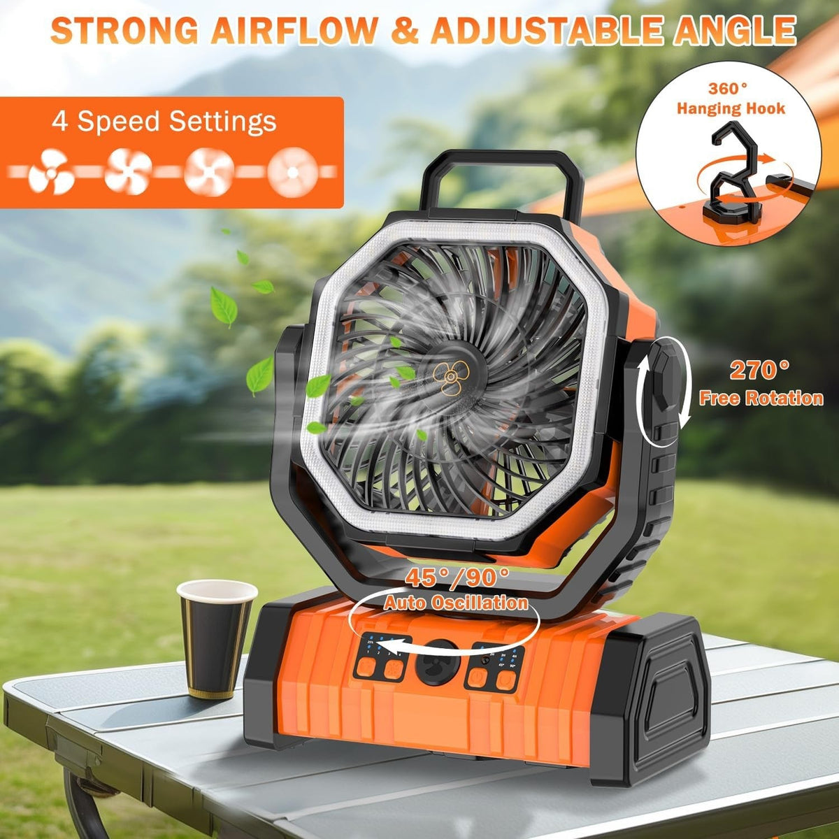 LED Camping Fan 20000mAh Rechargeable Power Bank Remote