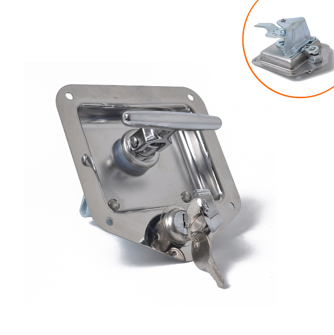 T Handle Lock Stainless Steel With Keys Trailer Camper Truck Tool Box Silver