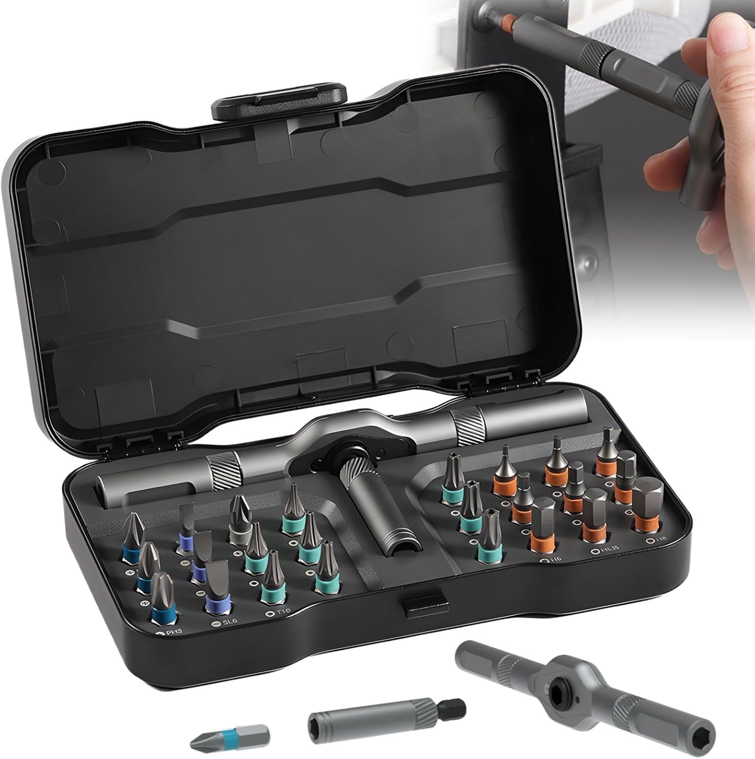 24 in 1 Magnetic Screwdriver Set DIY Ratchet Mini Removable Self-Assembly