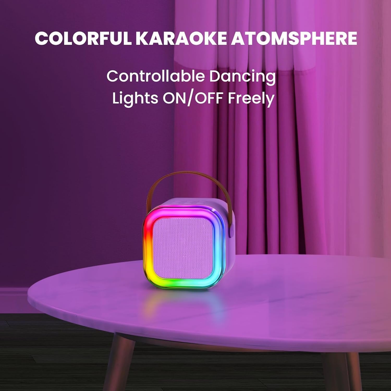 Bluetooth Mini Karaoke Microphone Singing Speaker with 2 Wireless Mic