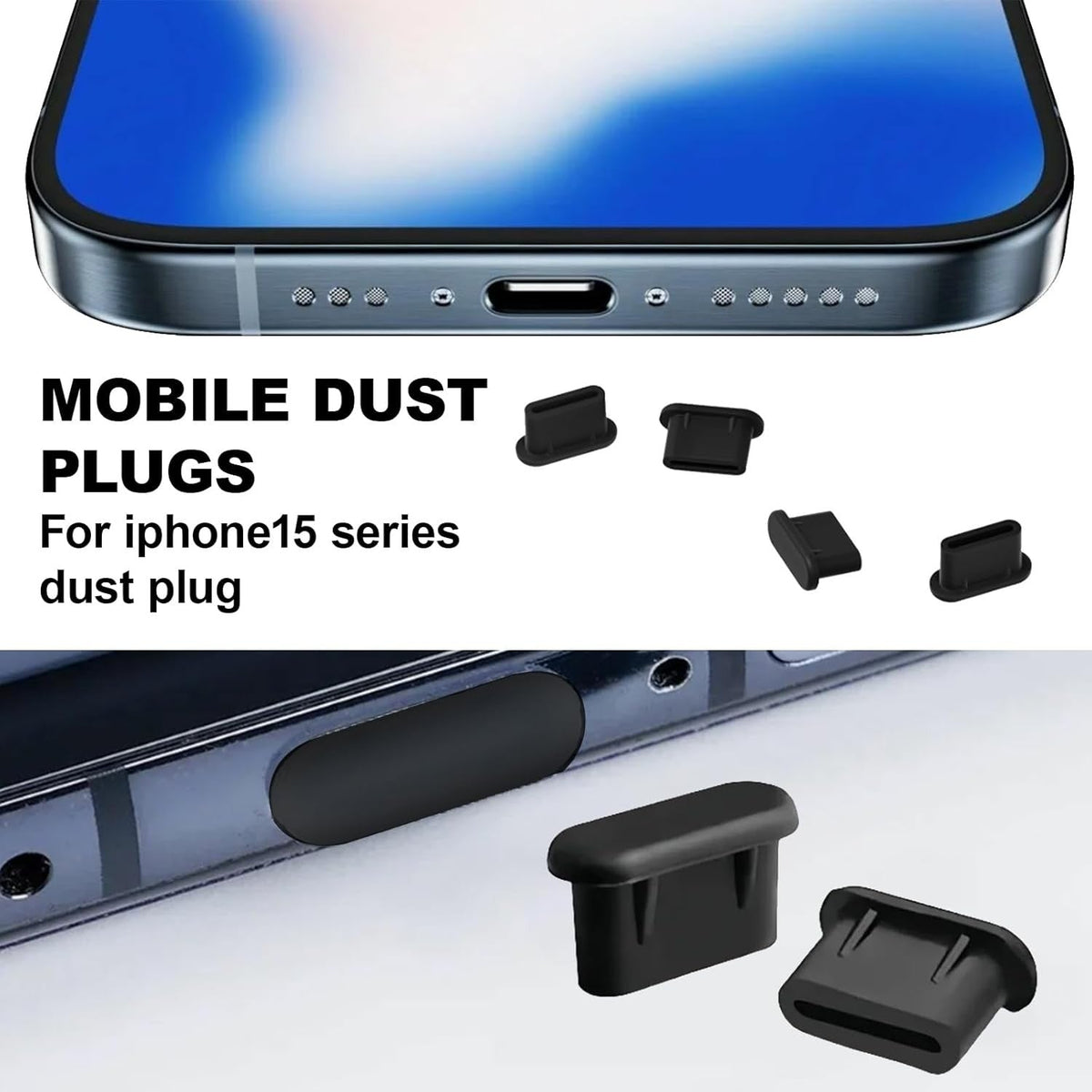 4x Silicone Type-C Dust Plug Charging Port Protector Cover Caps
