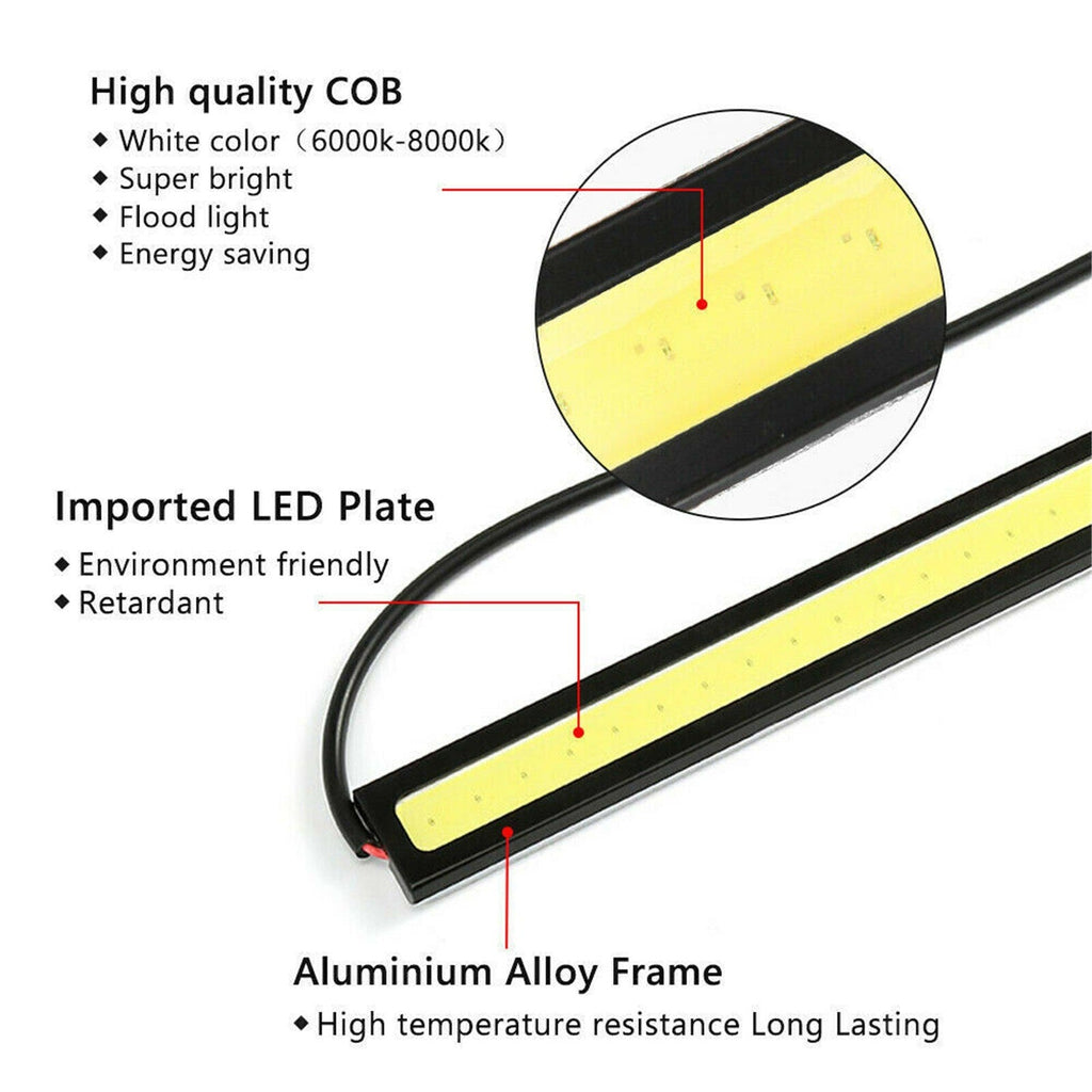 10X 12V White DRL LED Strip Lights Bars Camping Caravan Boat Car COB