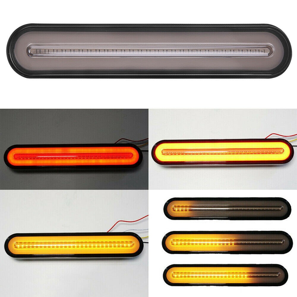 Pair Halo Neon LED Tail Lights Trailer Stop Flowing Turn Signal Brake Rear Truck