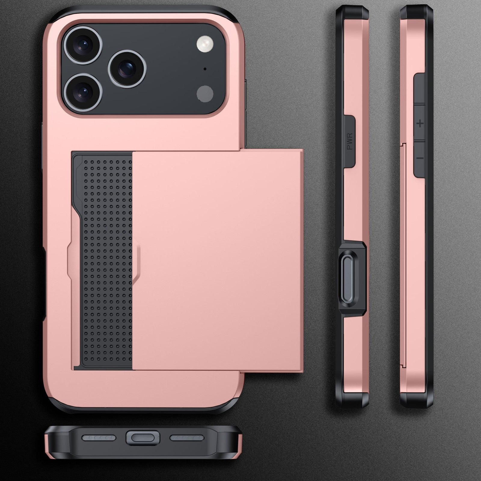 Card Slots Back Holder Rugged Case Cover For iPhone 17 Pro Max