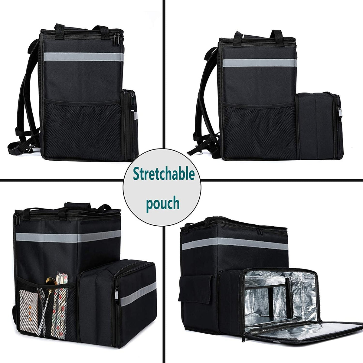 Food Delivery Backpack, Large Expandable Insulated Hot Pizza Bags