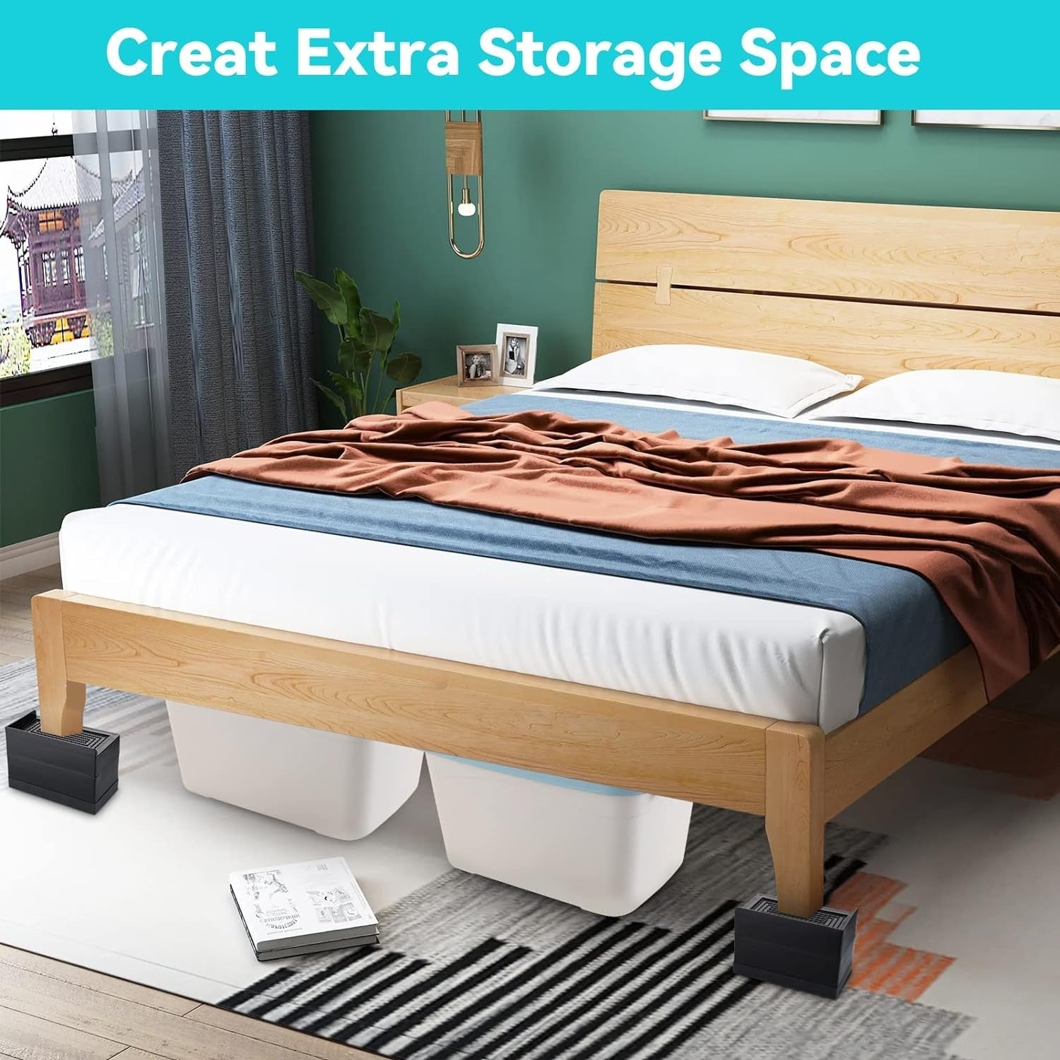 4x Heavy Duty Heavy Duty Furniture Risers Bed Risers 7.5cm