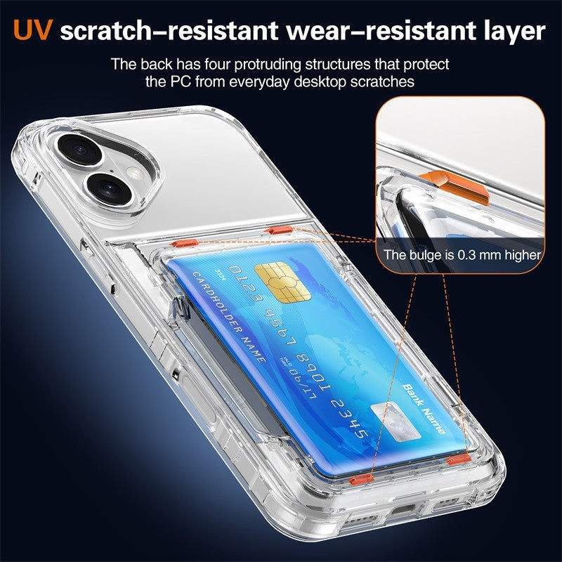 Clear Transparent Card Slots Back Holder Rugged Case For iPhone 17