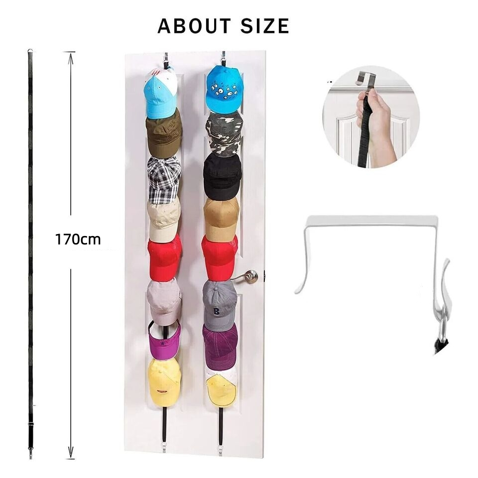 Adjustable Over Straps Hook Door Hanger Hat HandBag Rack Organizer