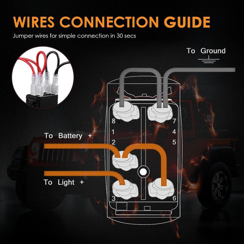 Universal LED Work Light Bar Wiring Loom Harness Kit