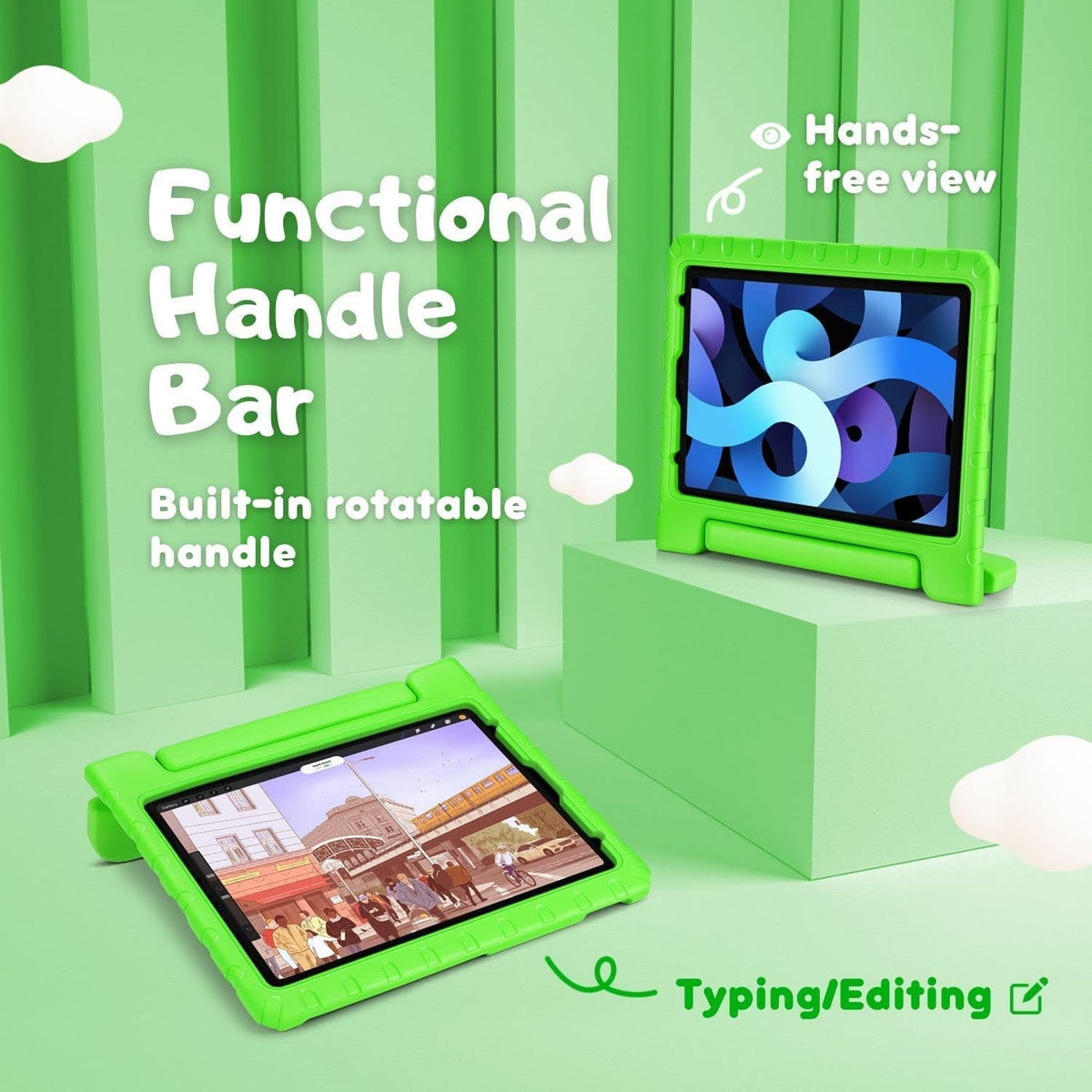 Green Case For iPad 10.9" (10th Gen 2022), iPad 11 (A16 2025) EVA Kids School