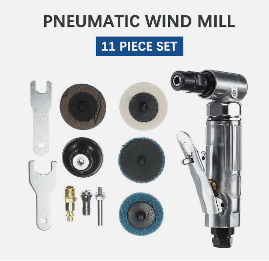 90 Degree Angle Air Die Grinder 1/4" Mini Pneumatic Polishing Carving Discs Set