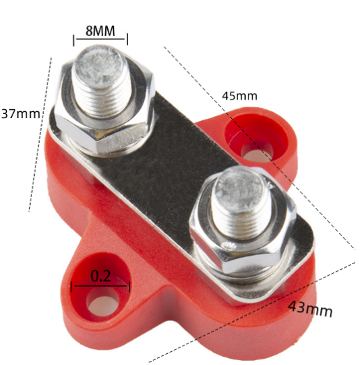 Battery Power Distribution Terminal Block Set M8 Dual Studs w/Bus Bar Max 48V DC
