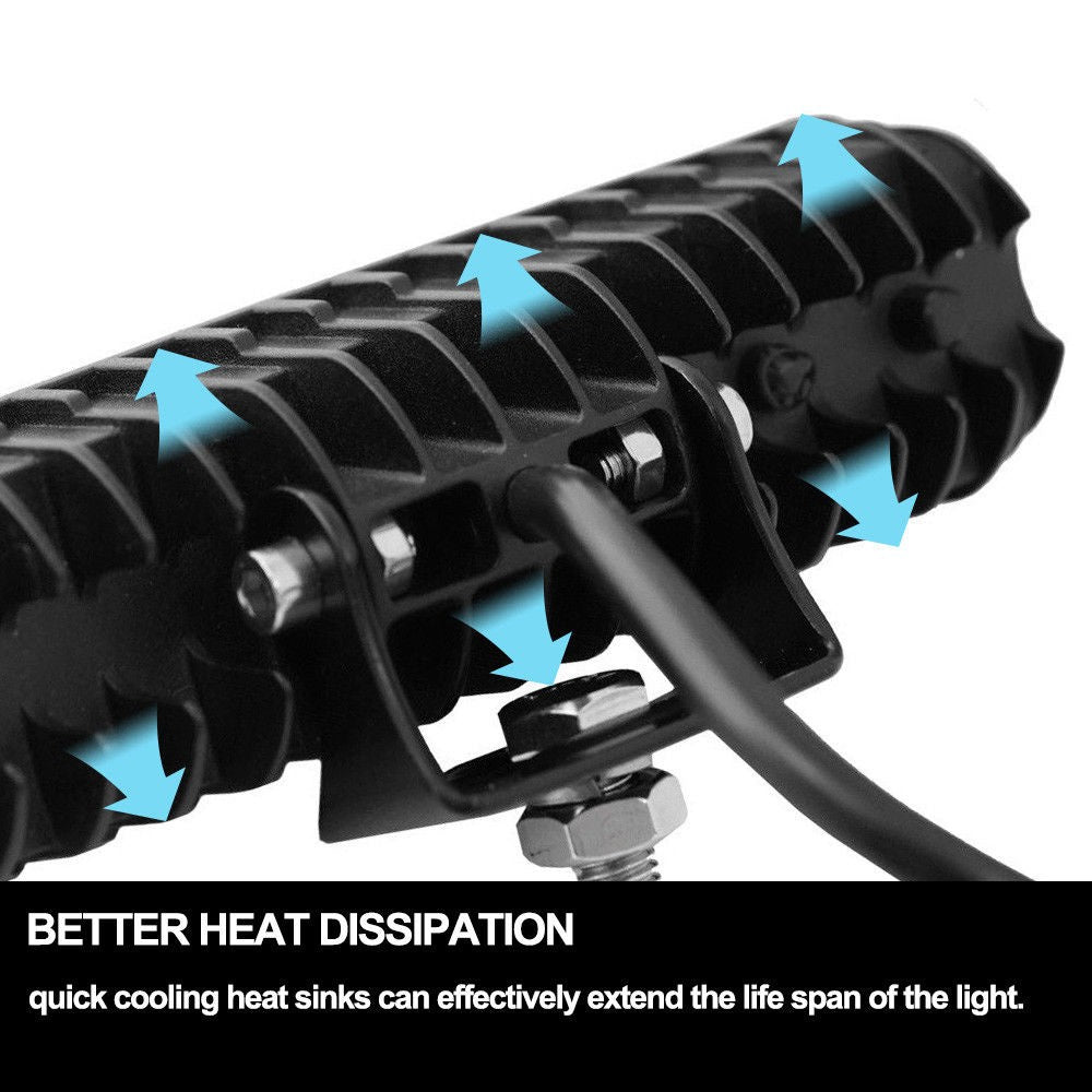 2x 6inch 30W LED Work Driving Light Bar Flood beam Lamp Reverse Offroad 4x4