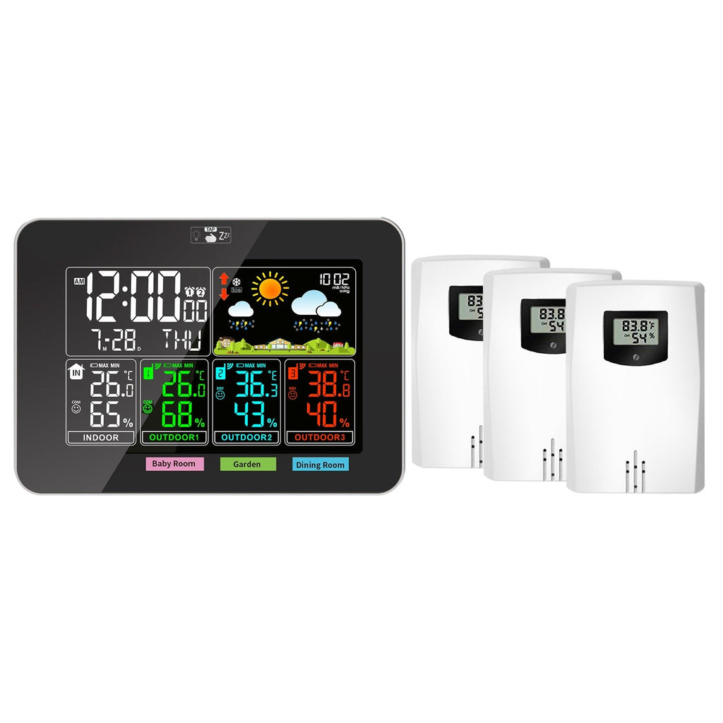Weather Station Wireless Thermometer with 3 Sensors Temperature Humidity Monitor