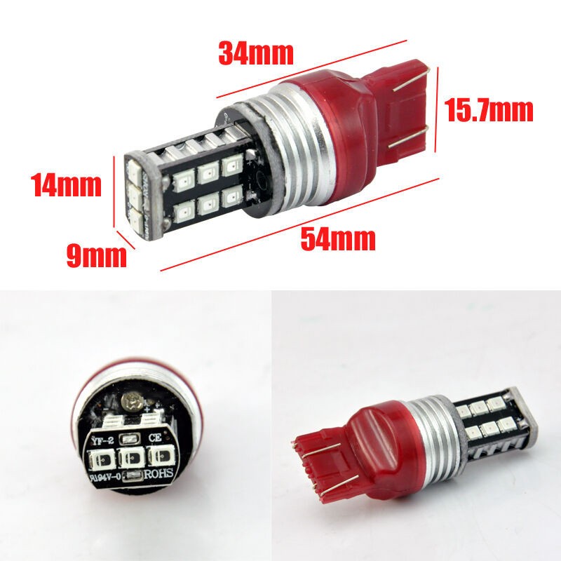 2 X T20 7443 15 RED LED DUAL CAR UTE BRAKE STOP TAIL LIGHT BULB 12V
