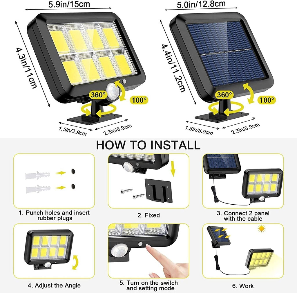 Solar Light Motion Sensor Security Led Flood Light Outdoor Garden Light
