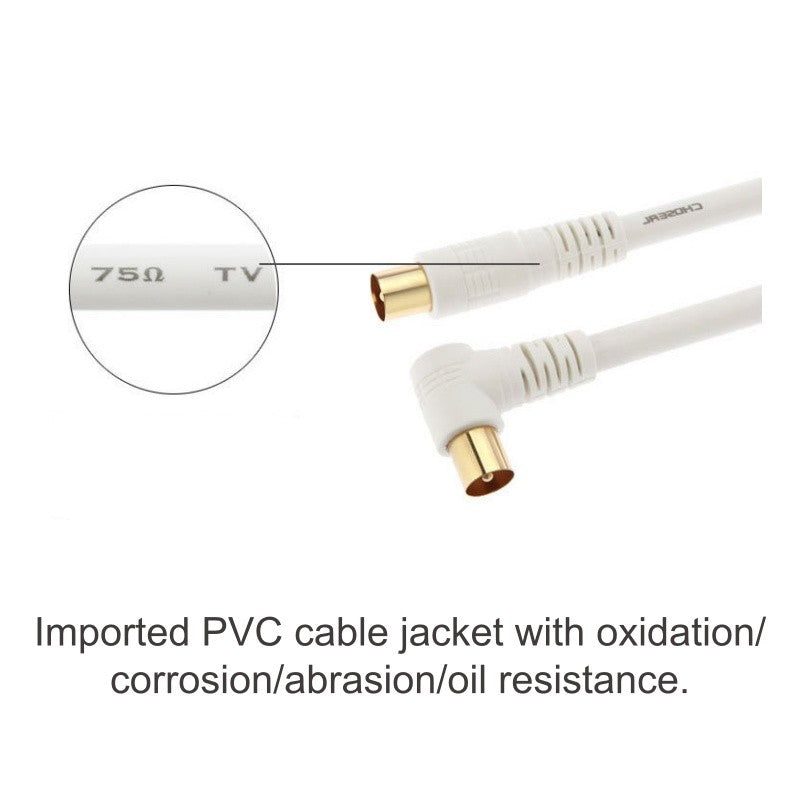 1.5M TV Antenna Cable Male to Male Aerial Flylead PAL Coax RG6 Quad shield
