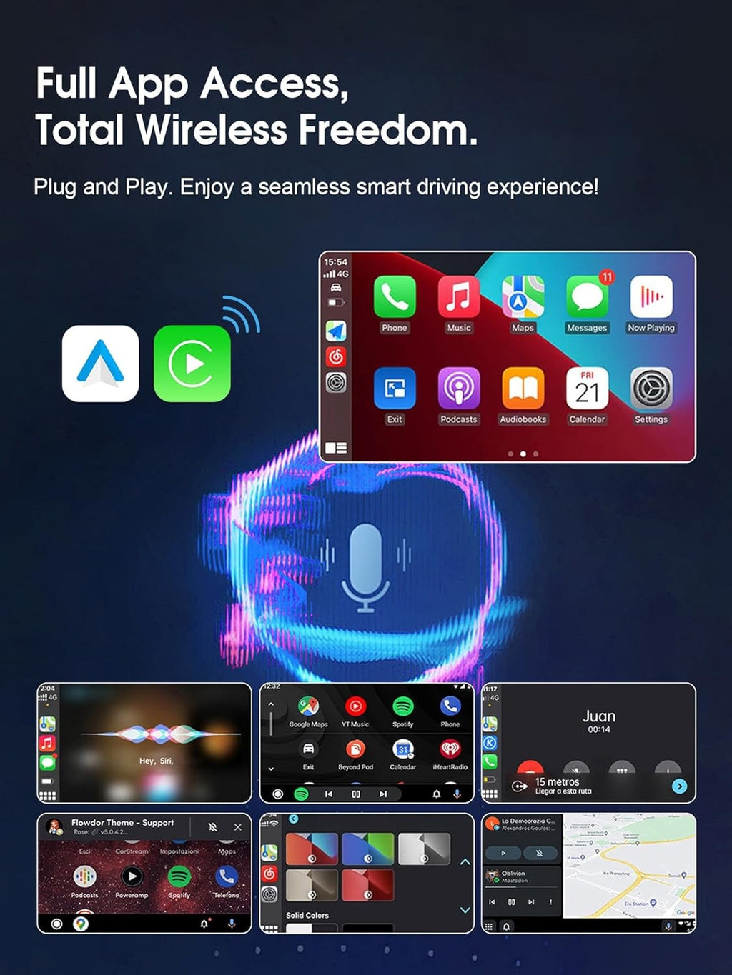 2 in1 Wireless Carplay Android Auto Adapter WiFi BT Auto Connect Mini USB Dongle