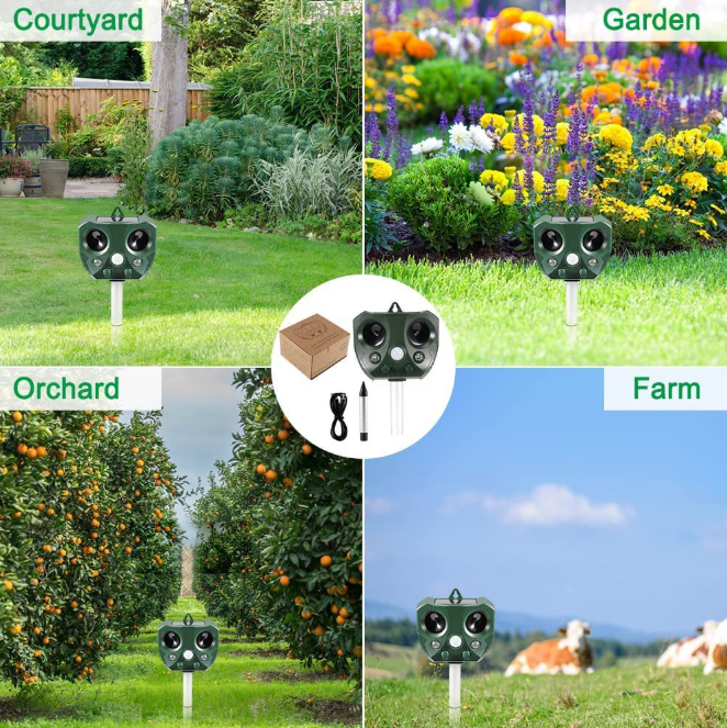 Solar Ultrasonic Bird Repeller Motion Sensor Animal Possum Repellent