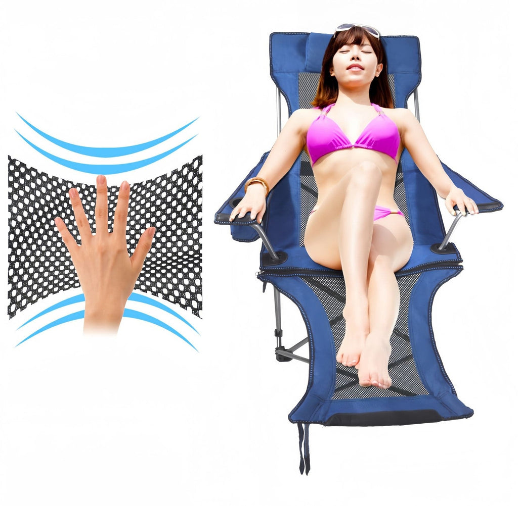 Folding Reclining Adjustable Camping Chair with Detachable Footrest