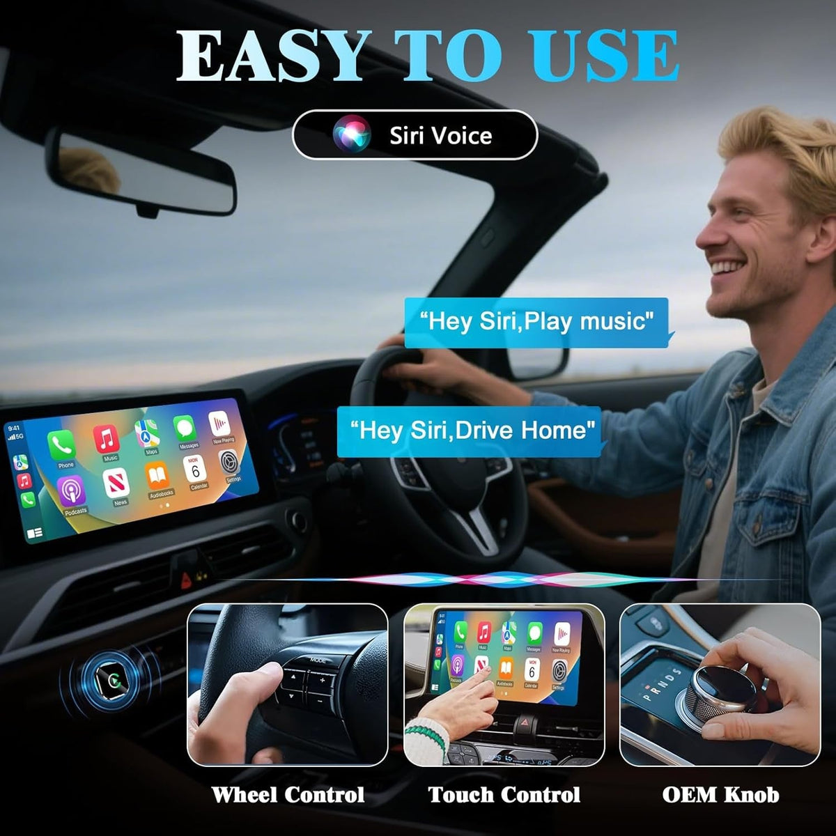 2 in1 Wireless Carplay Android Auto Adapter WiFi BT Auto Connect Mini USB Dongle