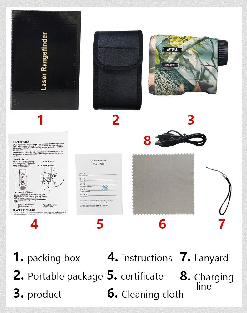 Golf Range Finder Hunting 1000m 6.5X Telescope USB Charging