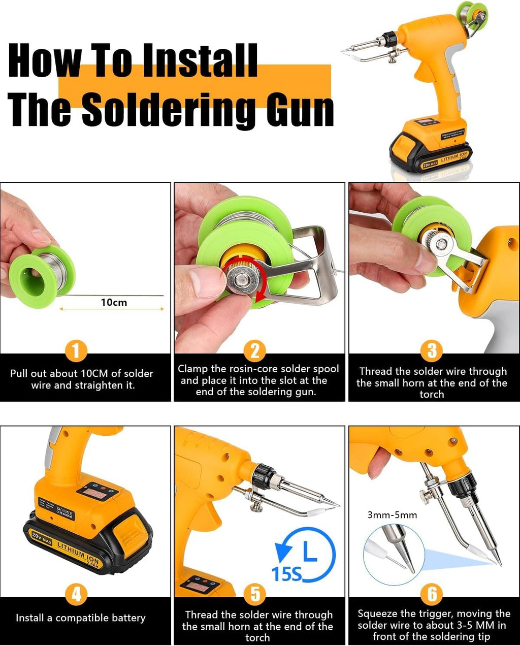 Soldering Iron Gun for Dewalt 18V Battery Cordless Soldering Iron Kit 75W