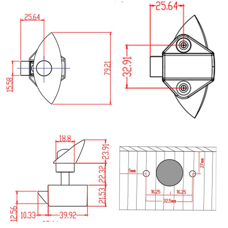 5x Half Moon Handle Caravan RV Cupboard/Drawer Zinc Alloy Push Lock Latch Knob