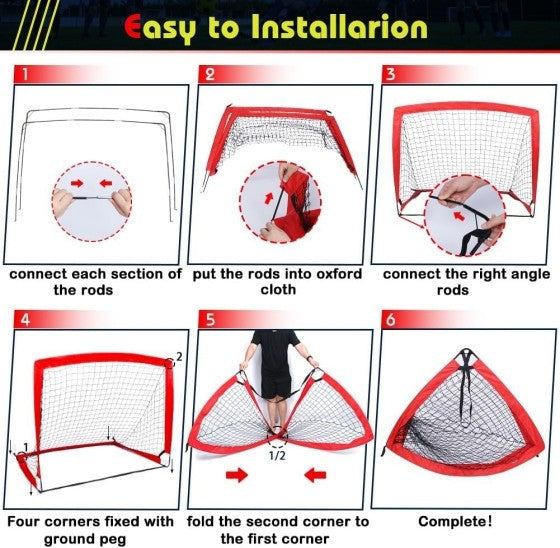 Salelink Red 2 Pack Kid Football Goals Pop Up Soccer Goals