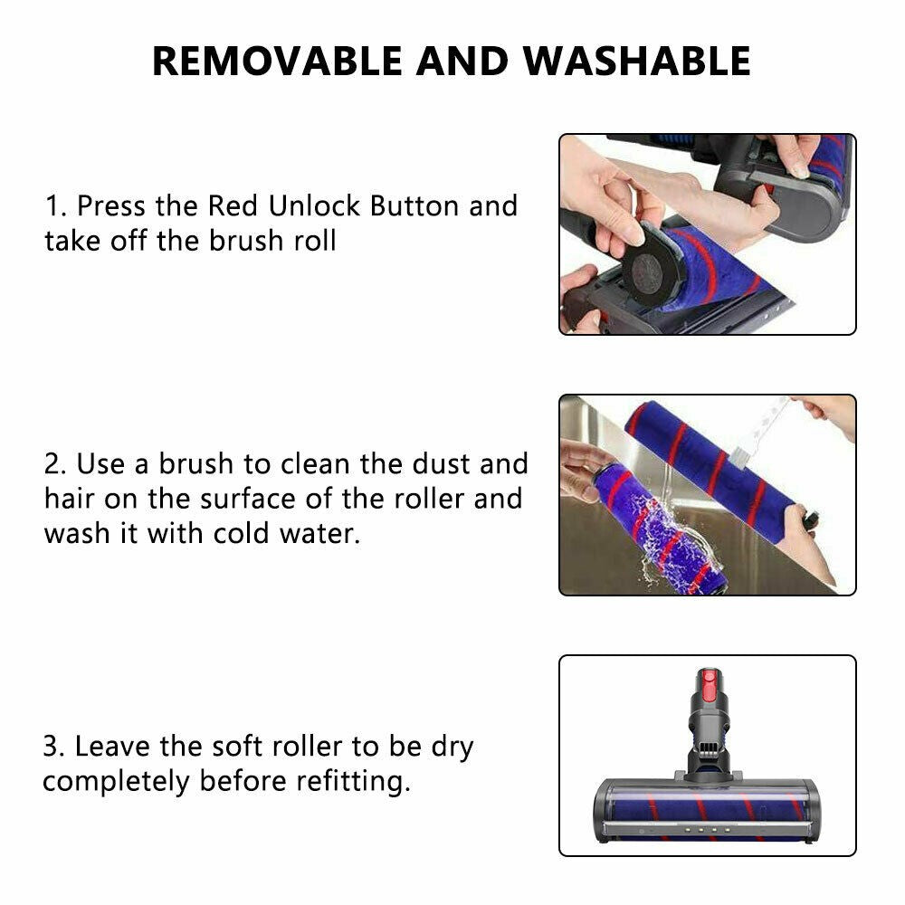 For Dyson V7 V8 V10 V11 Led Fluffy Soft Roller Brush Head Floor Vaccum Cleaner