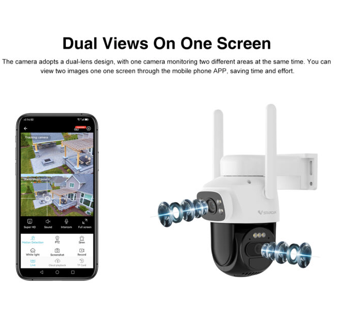 Vstarcam CB622DR Outdoor Solar Wifi Security Camera Dual Lens Full Night Color