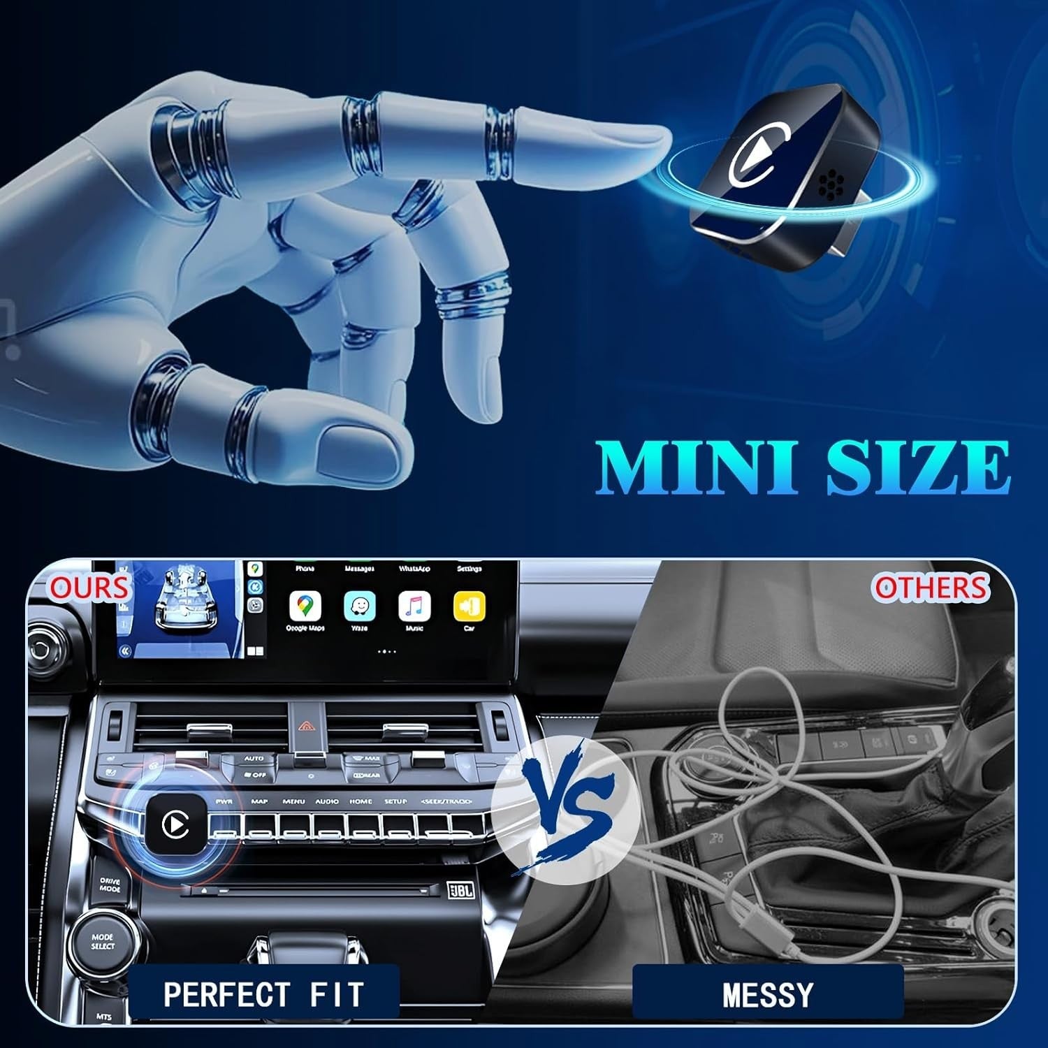 2 in1 Wireless Carplay Android Auto Adapter WiFi BT Auto Connect Mini USB Dongle