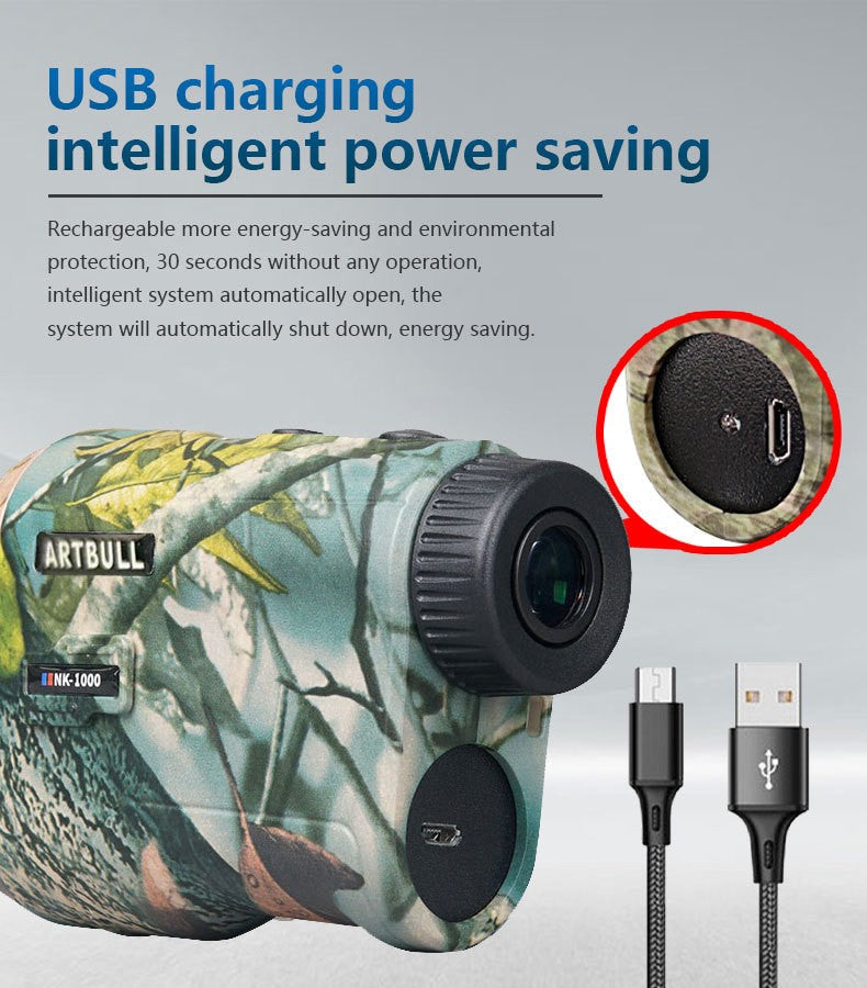 Golf Range Finder Hunting 1000m 6.5X Telescope USB Charging