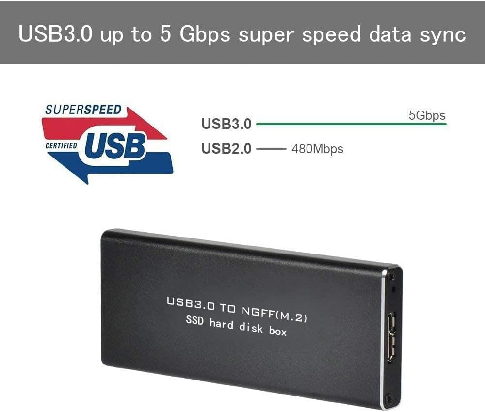 USB 3.0 TO M.2 NGFF SSD SATA External Enclosure Storage Case Adapter