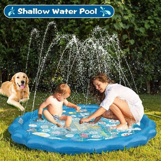 Pet Dog Sprinkler Splash Pad Mat Kids Water Play Spray Pool Toy 100cm