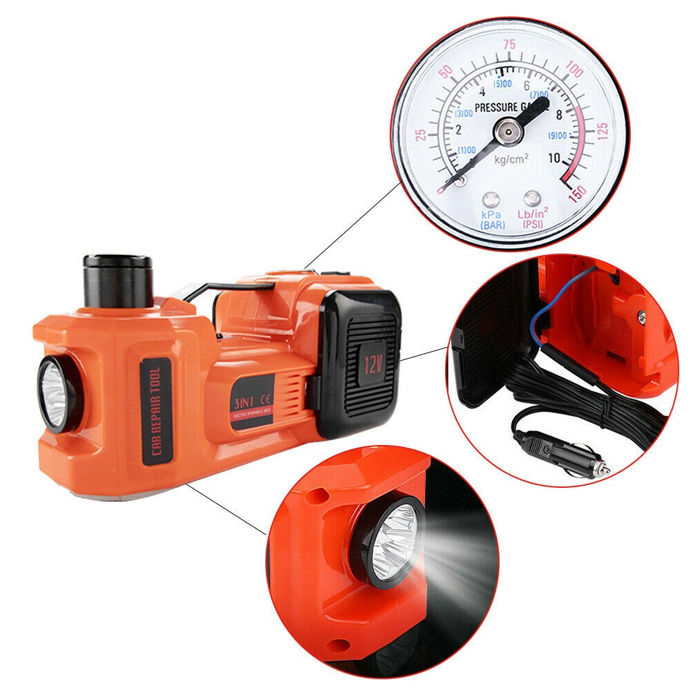 5Ton 12V Car Electric Hydraulic Floor Jack Lift + Impact Wrench Kit