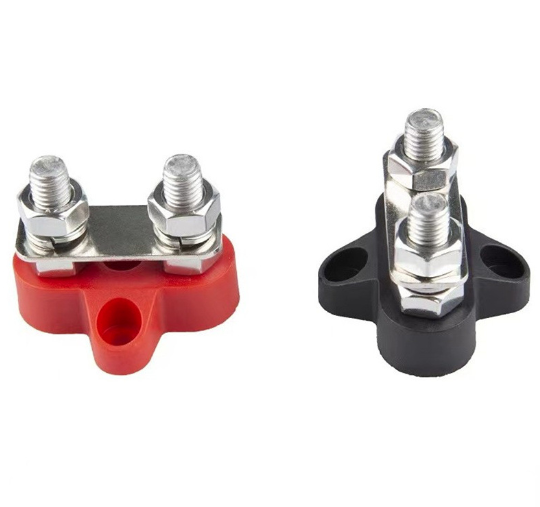 Battery Power Distribution Terminal Block Set M8 Dual Studs w/Bus Bar Max 48V DC