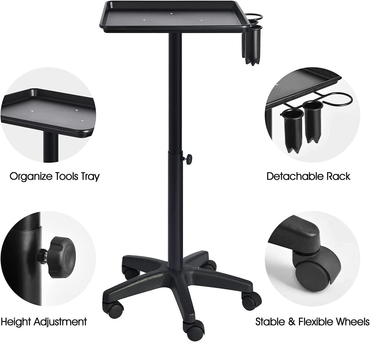 Hair Salon Trolley Hair Extension Rolling Stand Aluminum