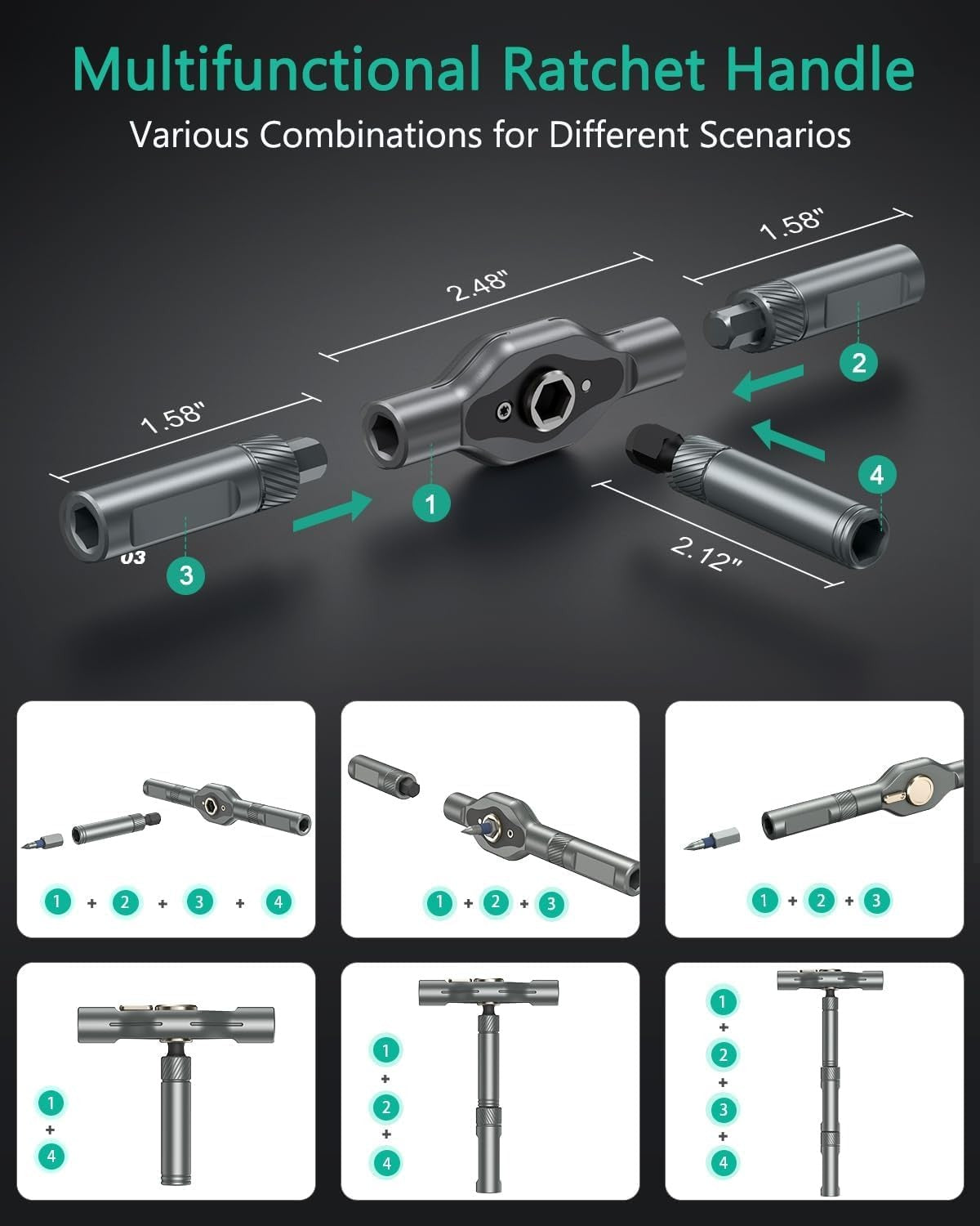 24 in 1 Magnetic Screwdriver Set DIY Ratchet Mini Removable Self-Assembly