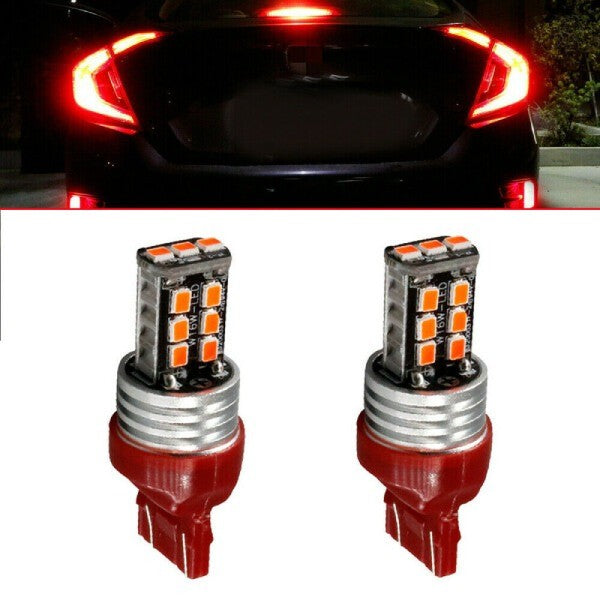 2 X T20 7443 15 RED LED DUAL CAR UTE BRAKE STOP TAIL LIGHT BULB 12V