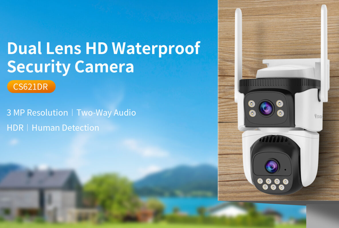 Vstarcam Outdoor Security Camera Dual Lens 3MP Flood Light Full Color